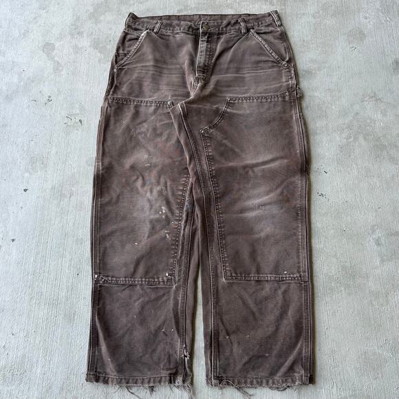 Vintage Y2K Carhartt DKB brown double knee work wear carpenter pants - Picture 1 of 7